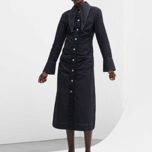 ganni sukienka poplin collar dress