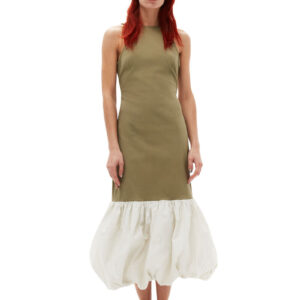 ganni sukienka ganni 42 xl taffeta mix open back dress in aloe