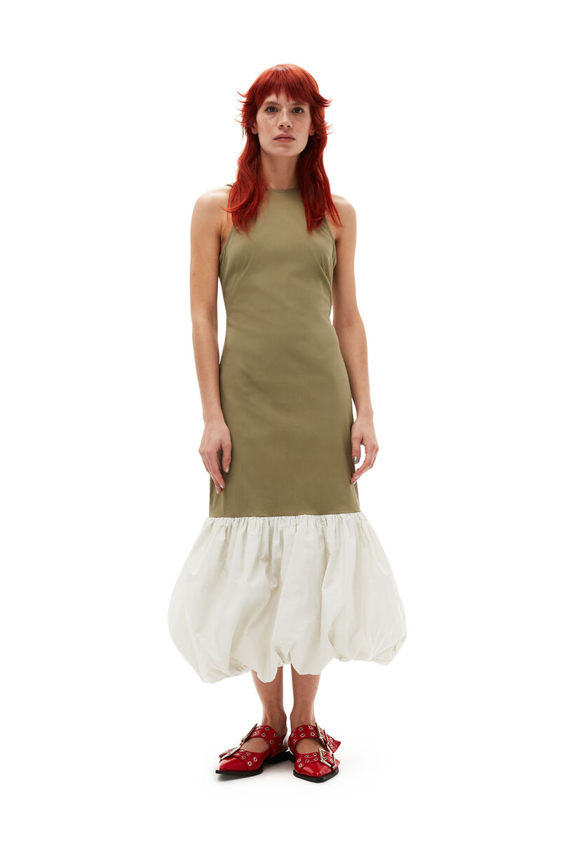 ganni sukienka ganni 42 xl taffeta mix open back dress in aloe ganni sukienka ganni 42 xl taffeta mix open back dress in aloe