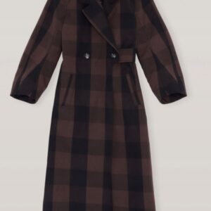 ganni płaszcz 38 m brown canvas double breasted coat