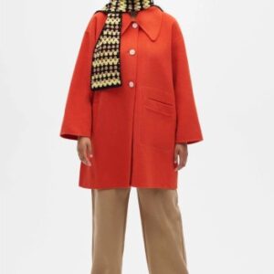 ganni płaszcz 42 xl wool coat red