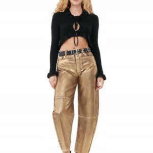 ganni spodnie jeans 32 foil denim stary gold – luck lafayette