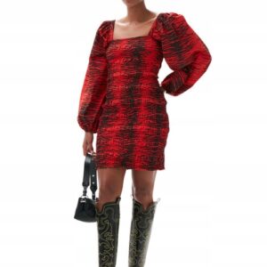 ganni sukienka 34 xs smocked mini dress