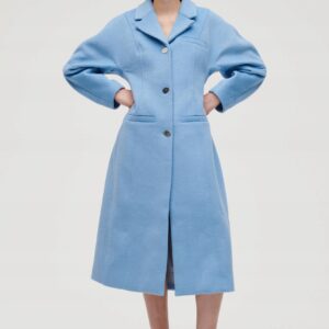 ganni płaszcz 40 l wool coat light blue