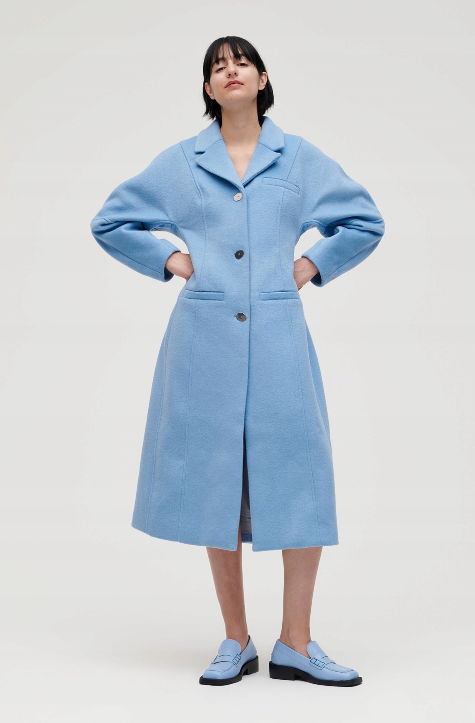 ganni płaszcz 40 l wool coat light blue ganni płaszcz 40 l wool coat light blue