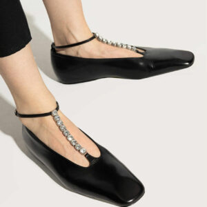 jil sander buty crystal embellished leather ballerina shoes size 38