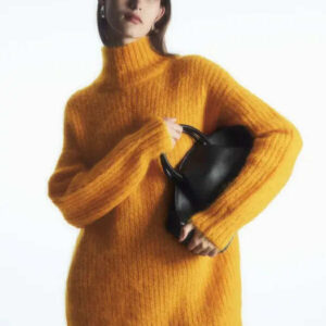 cos sweter yellow leka tunic wool blend jumper size 36 s