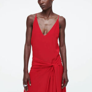 cos sukienka asymmetric tie waist silk dress size 44 xxl